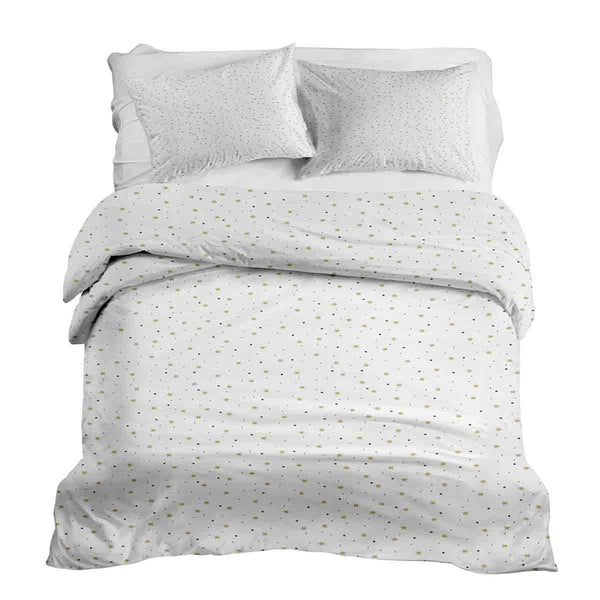 Juego de ropa de cama con manta terapéutica blanca con estrellas y puntos