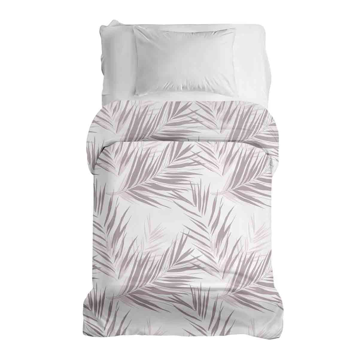 Manta terapéutica original - Funda de algodón blanca con hojas moradas