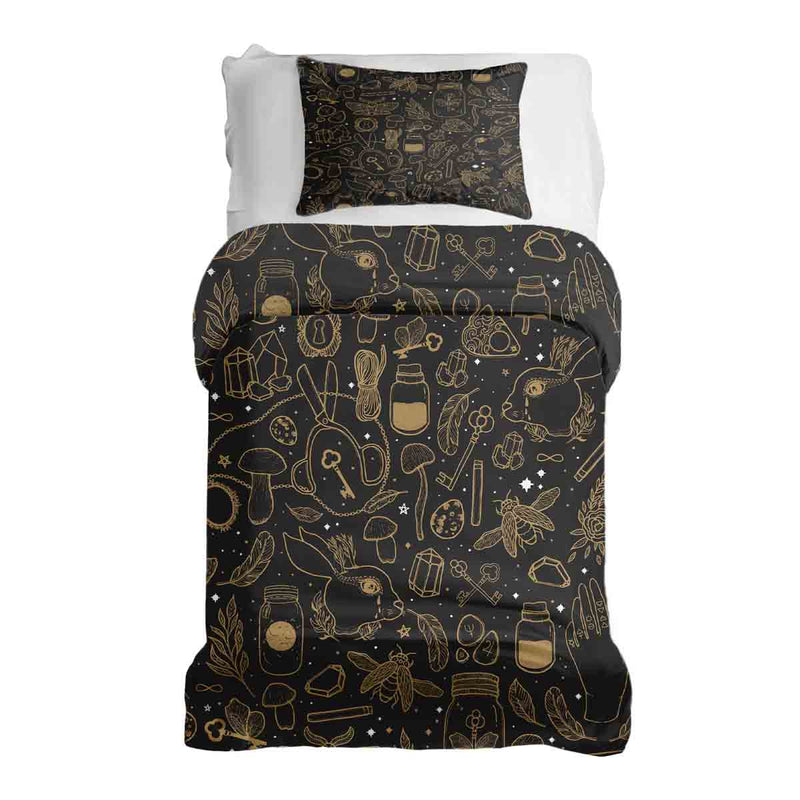 Juego de ropa de cama con manta terapéutica negro mágico