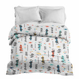 Manta terapéutica original - Funda de algodón blanca con coches de carreras