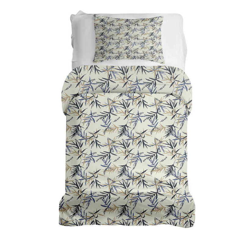 Juego de ropa de cama con manta terapéutica patrón de hojas beige