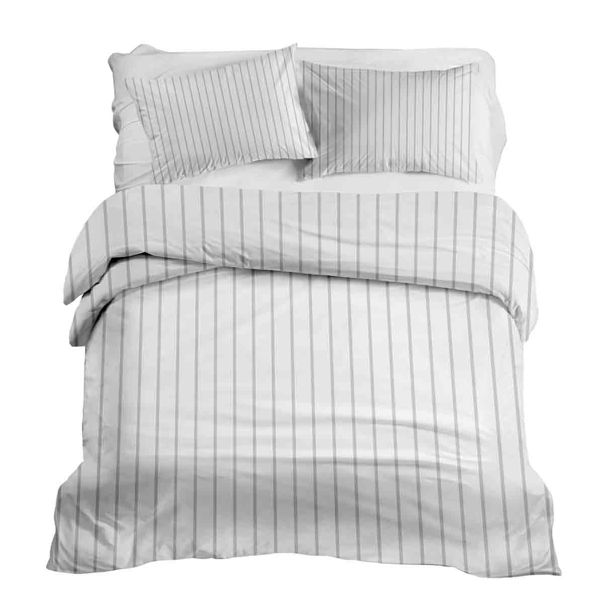 Set de ropa de cama con manta terapéutica, rayas gris claro