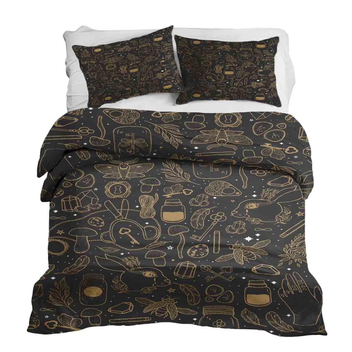 Juego de ropa de cama con manta terapéutica negro mágico