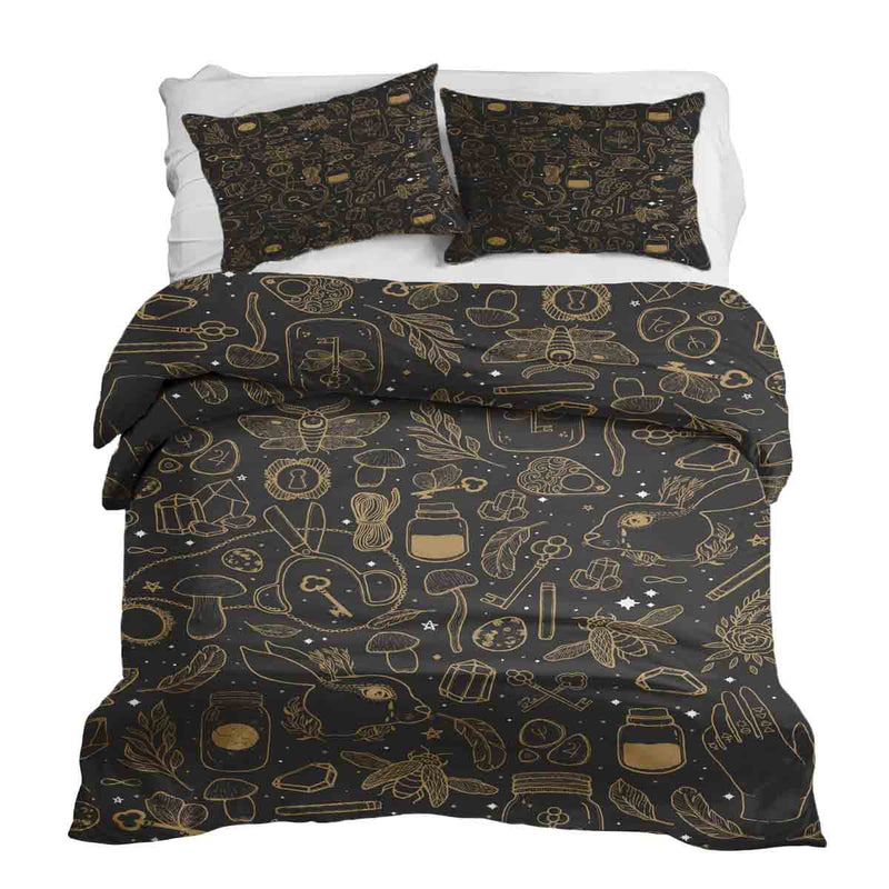 Juego de ropa de cama con manta terapéutica negro mágico