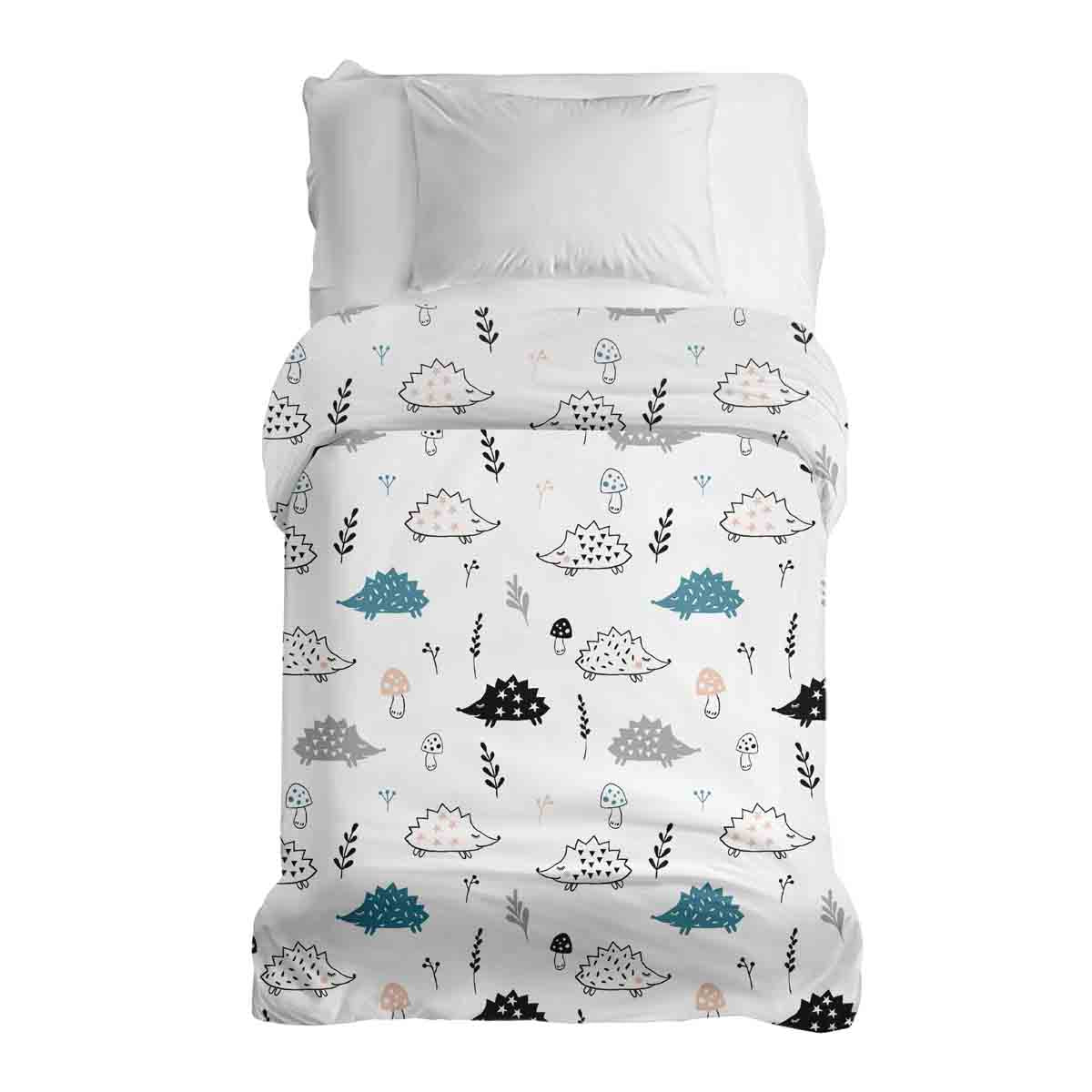 Manta terapéutica original - Funda de algodón blanca con erizo