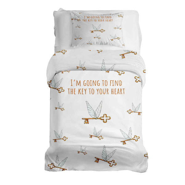 Set de ropa de cama con manta terapéutica blanca con llave voladora