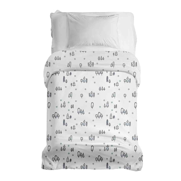 Manta terapéutica original - Funda de algodón blanca con puntos y árboles