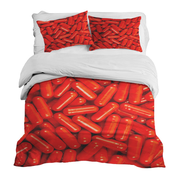 Juego de ropa de cama con manta terapéutica rojo tabletas