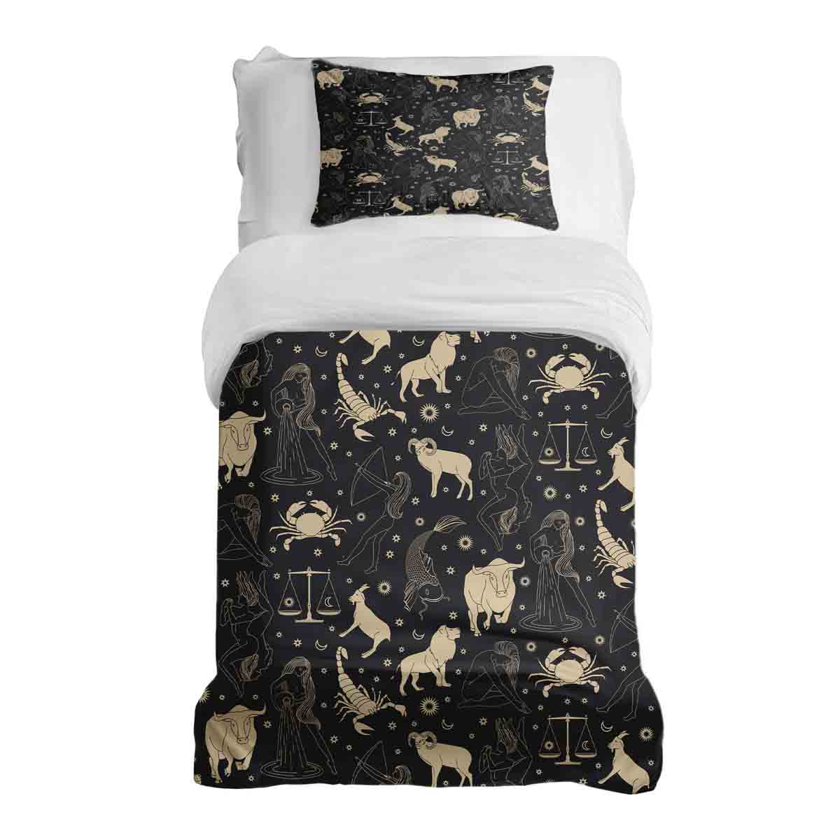 Juego de ropa de cama con manta terapéutica negro constelaciones