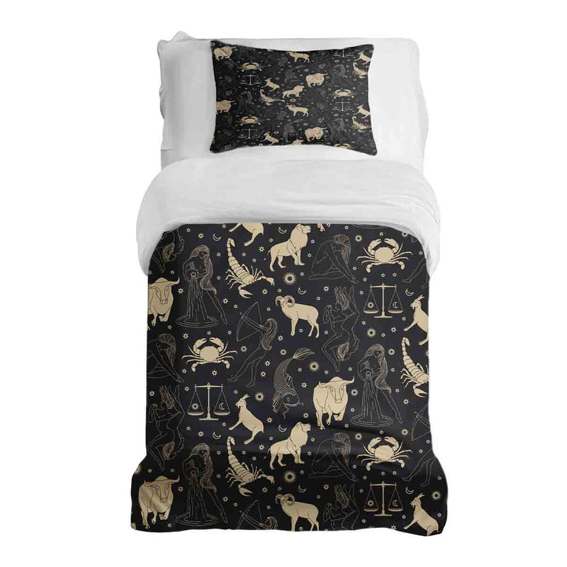 Juego de ropa de cama con manta terapéutica negro constelaciones