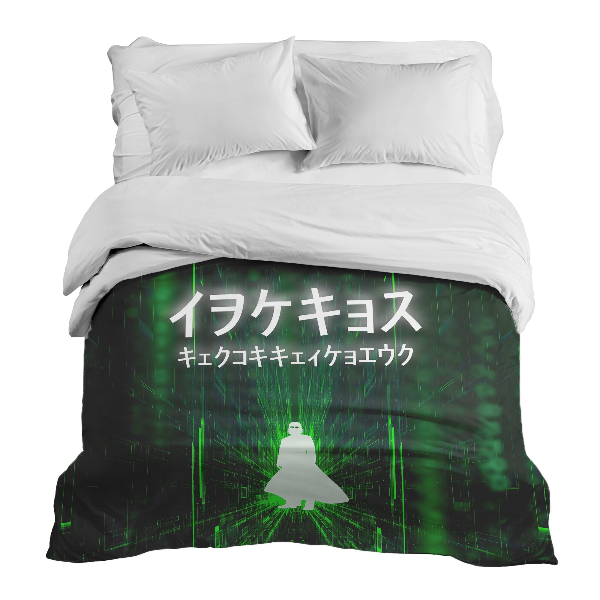 Manta terapéutica original - Funda de algodón en verde con caracteres escritos