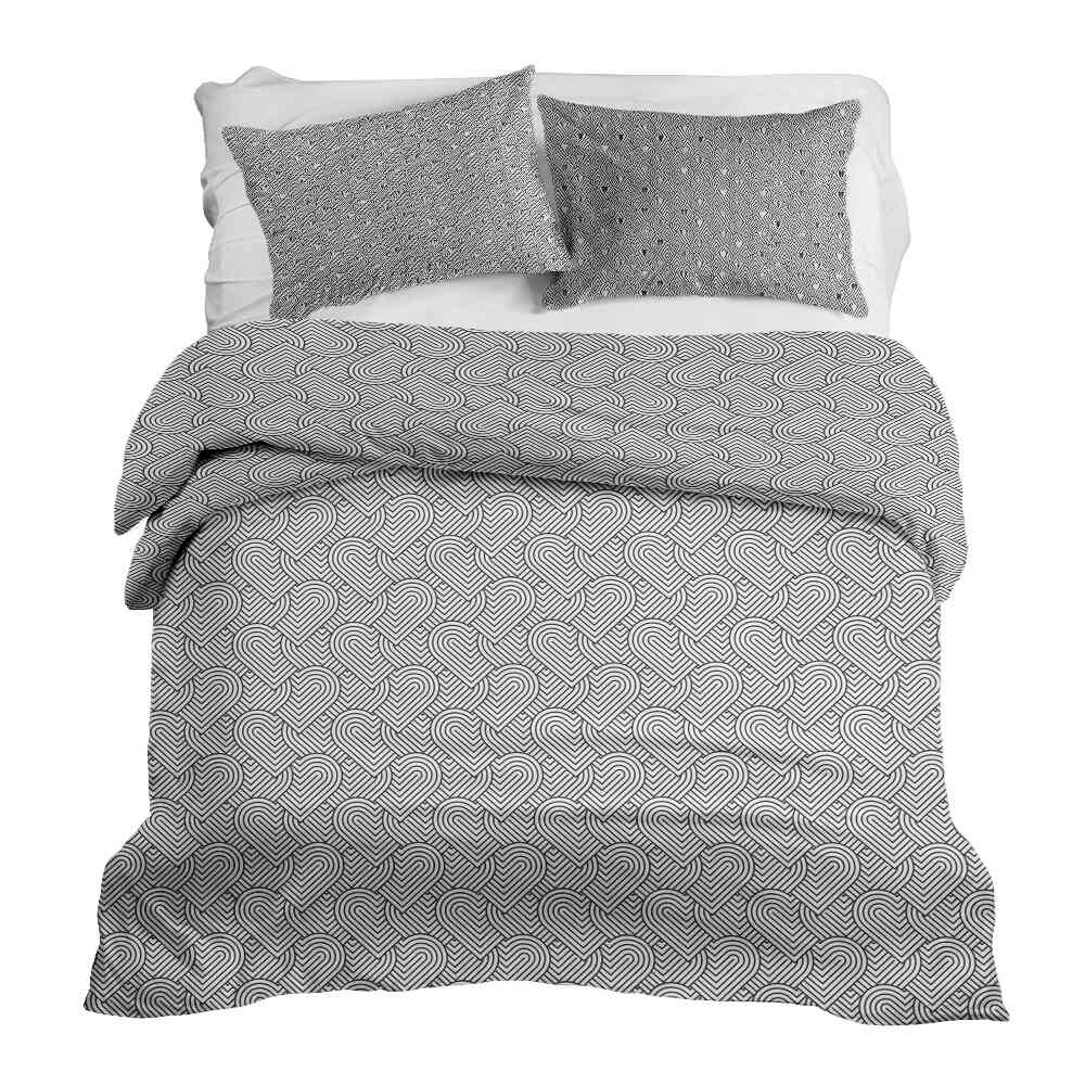 Juego de ropa de cama con manta terapéutica gris corazones geométricos