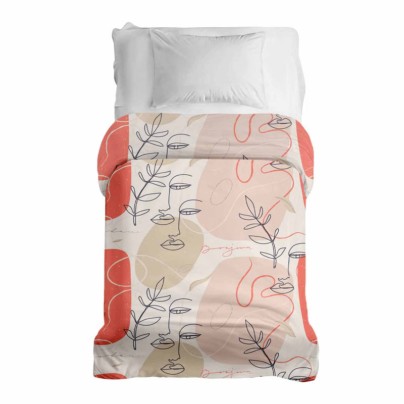 Manta terapéutica original - Funda de algodón beige con rostro abstracto