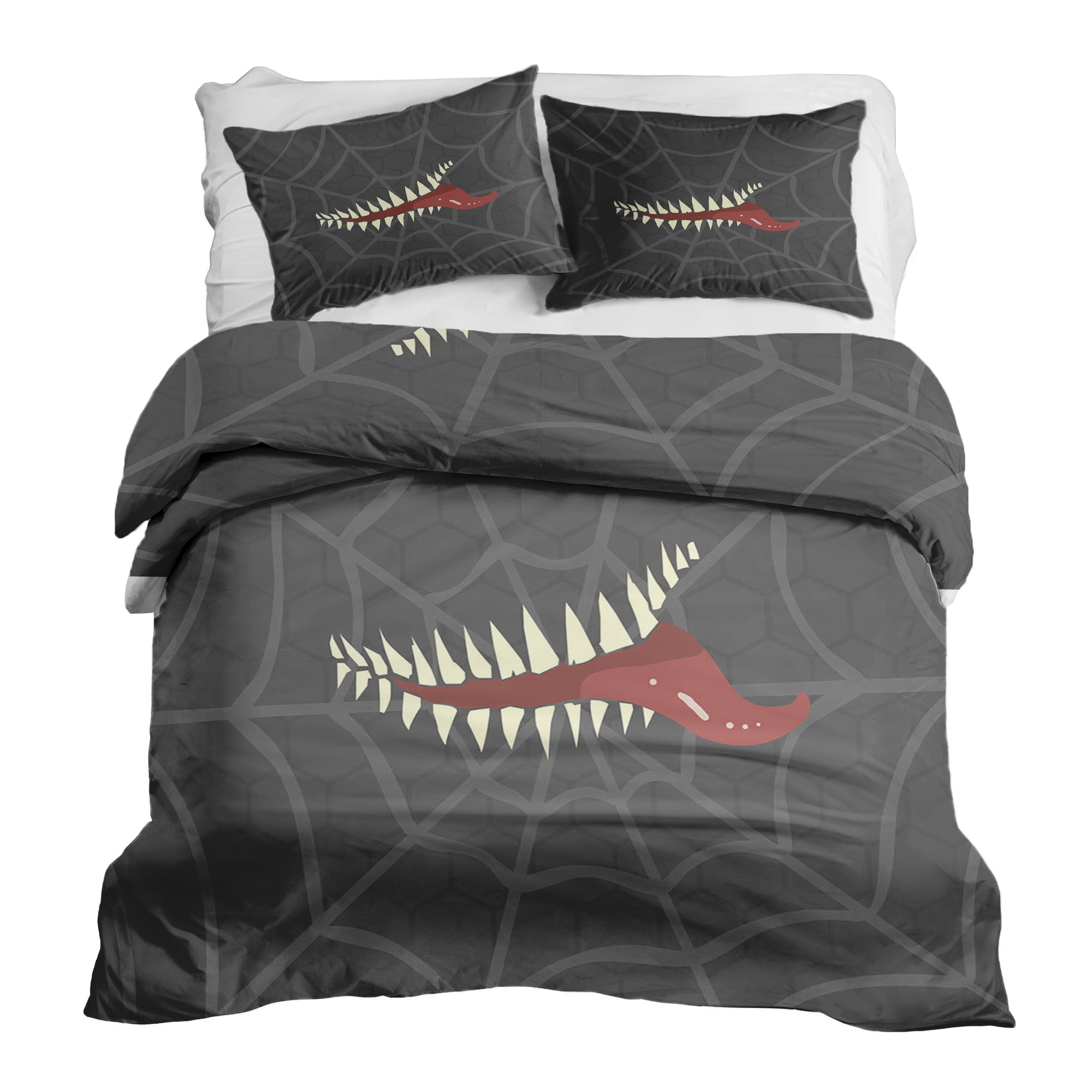 Set de ropa de cama con manta terapéutica gris con telaraña