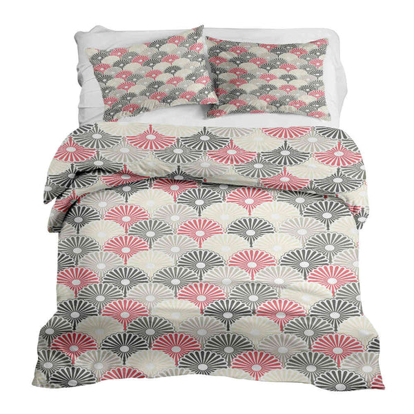 Juego de ropa de cama con mantas terapéuticas y flores abstractas coloridas