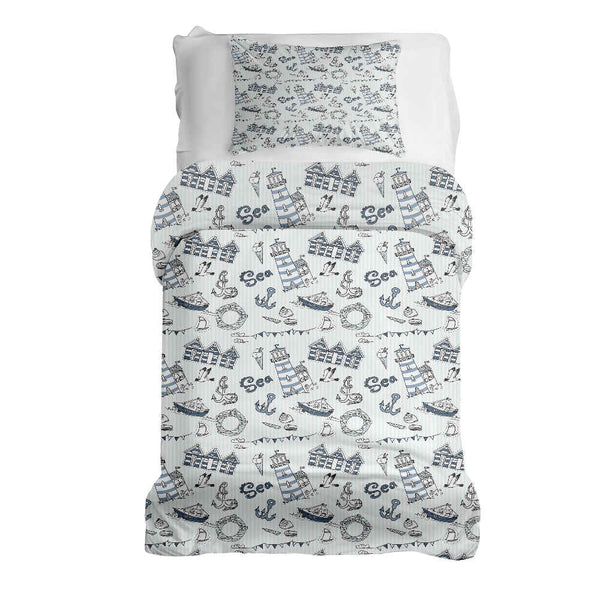 Juego de ropa de cama con manta terapéutica navegación marítima