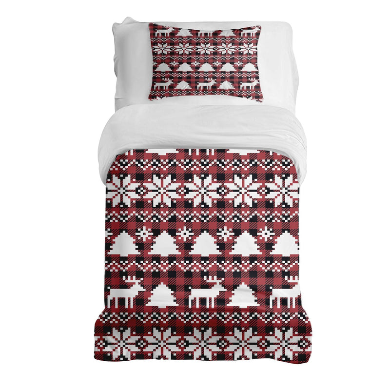 Juego de ropa de cama con mantas terapéuticas de cuadros con motivos navideños
