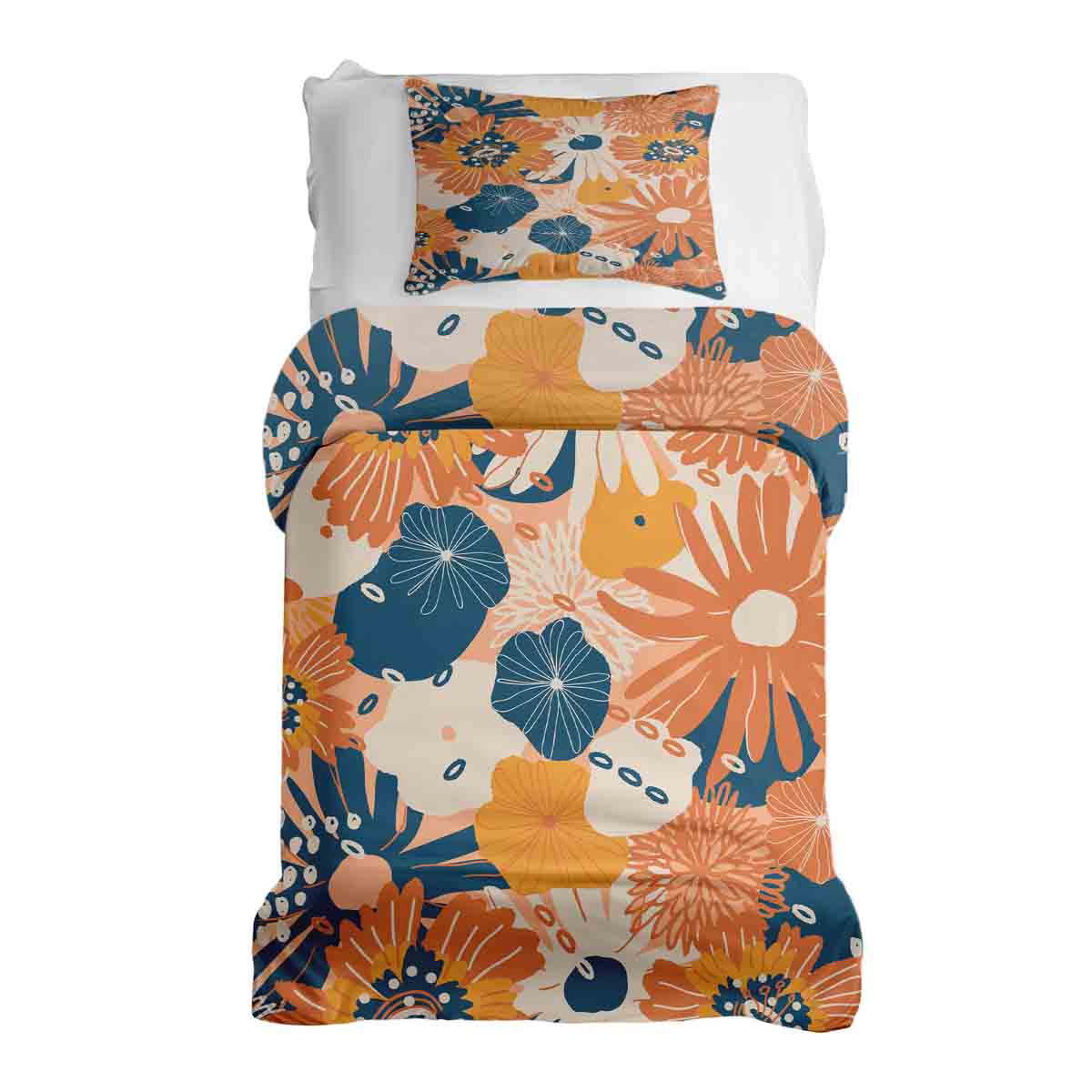Set de ropa de cama con mantas terapéuticas y flores de gerbera