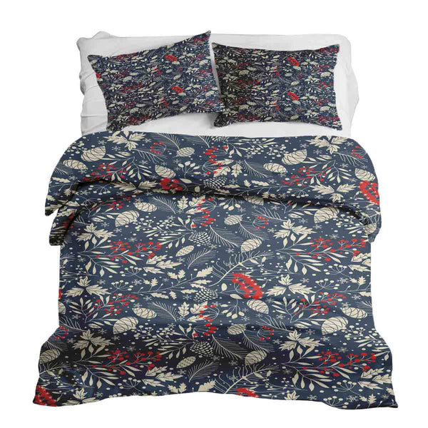 Set de ropa de cama con mantas terapéuticas y hojas navideñas