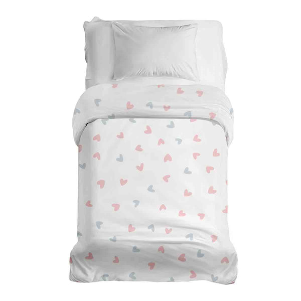 Manta terapéutica original - Funda de algodón blanca con pequeños corazones