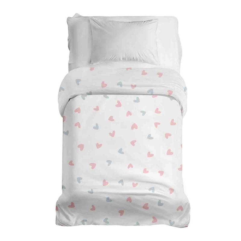 Manta terapéutica original - Funda de algodón blanca con pequeños corazones