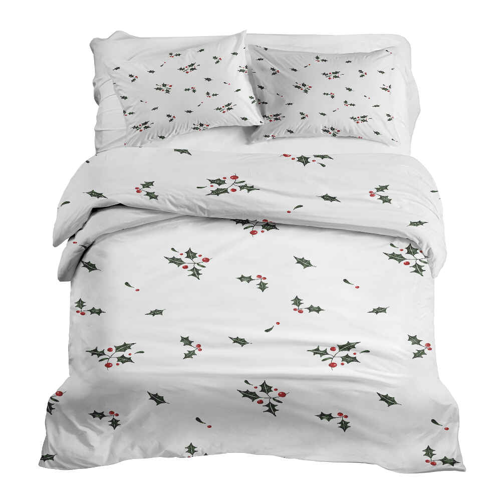 Juego de ropa de cama con manta terapéutica blanco muérdago
