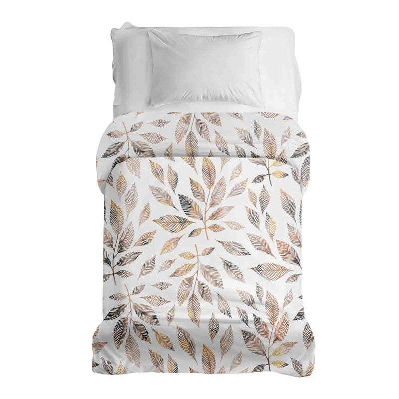 Manta terapéutica original - Funda de algodón blanca con ramas marrón claro