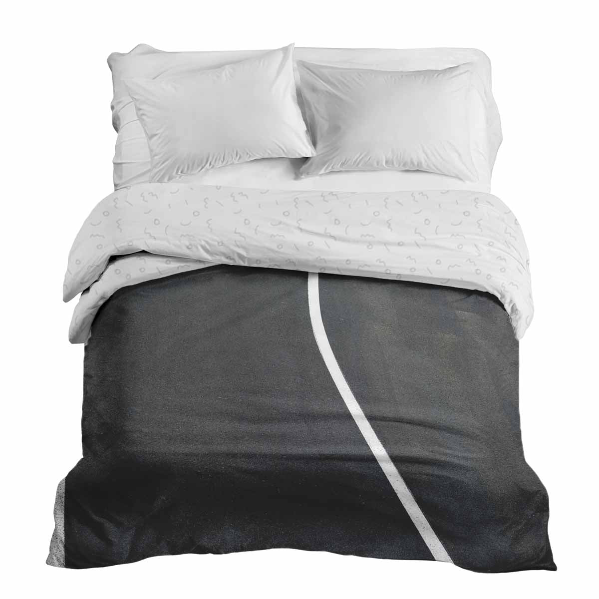 Manta terapéutica original - Funda de algodón gris oscuro con raya blanca