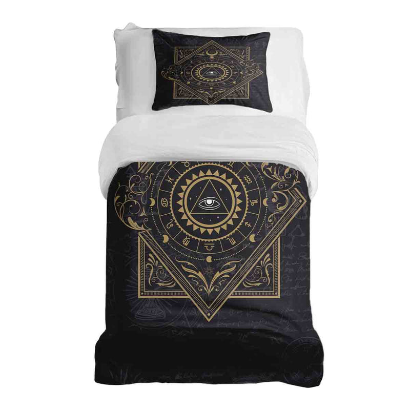 Set de ropa de cama con manta terapéutica negro místico mandala