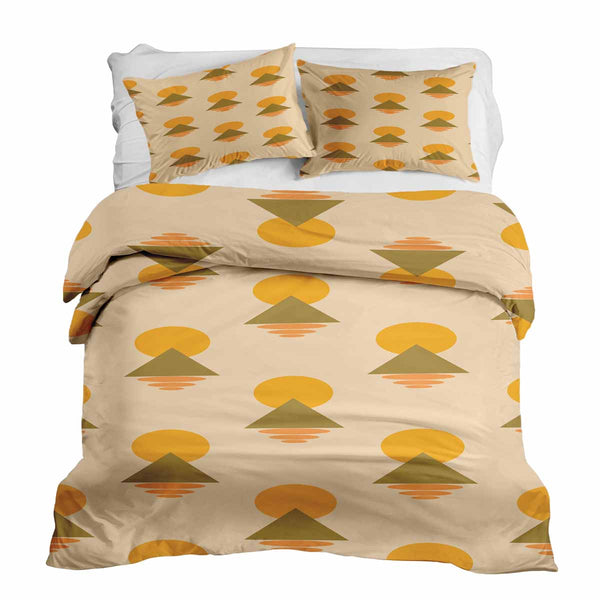 Set de ropa de cama con mantas terapéuticas y formas amarillas