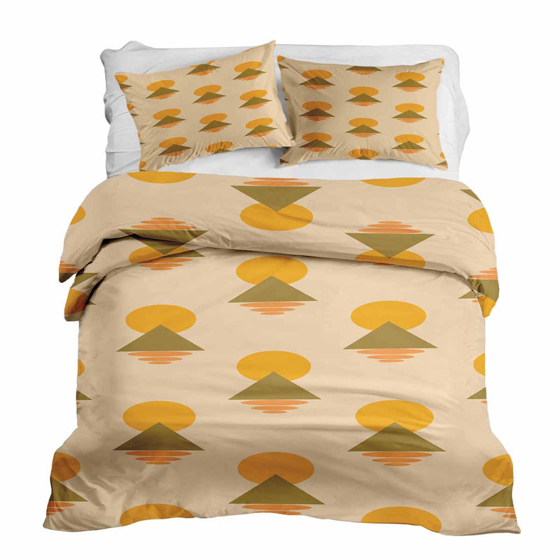Set de ropa de cama con mantas terapéuticas y formas amarillas