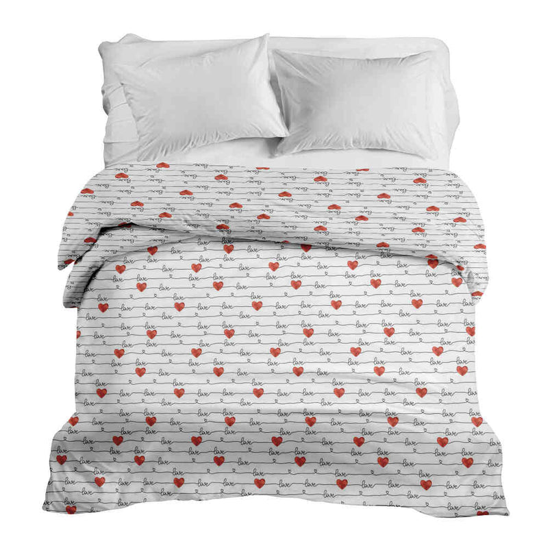 Manta terapéutica original - Funda de algodón blanca con inscripción Love