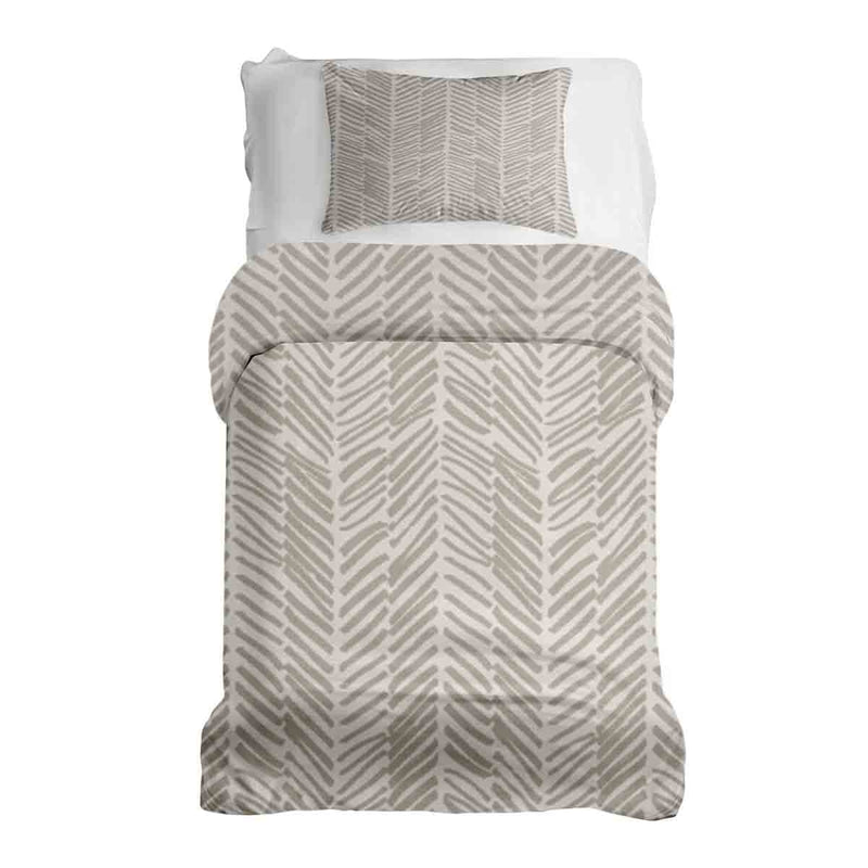 Juego de ropa de cama con manta terapéutica beige con rayas