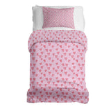 Set de ropa de cama con manta terapéutica rosa con corazones rojos