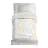 Set de ropa de cama con manta terapéutica blanca con estrellas amarillas