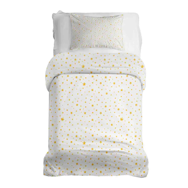 Set de ropa de cama con manta terapéutica blanca con estrellas amarillas