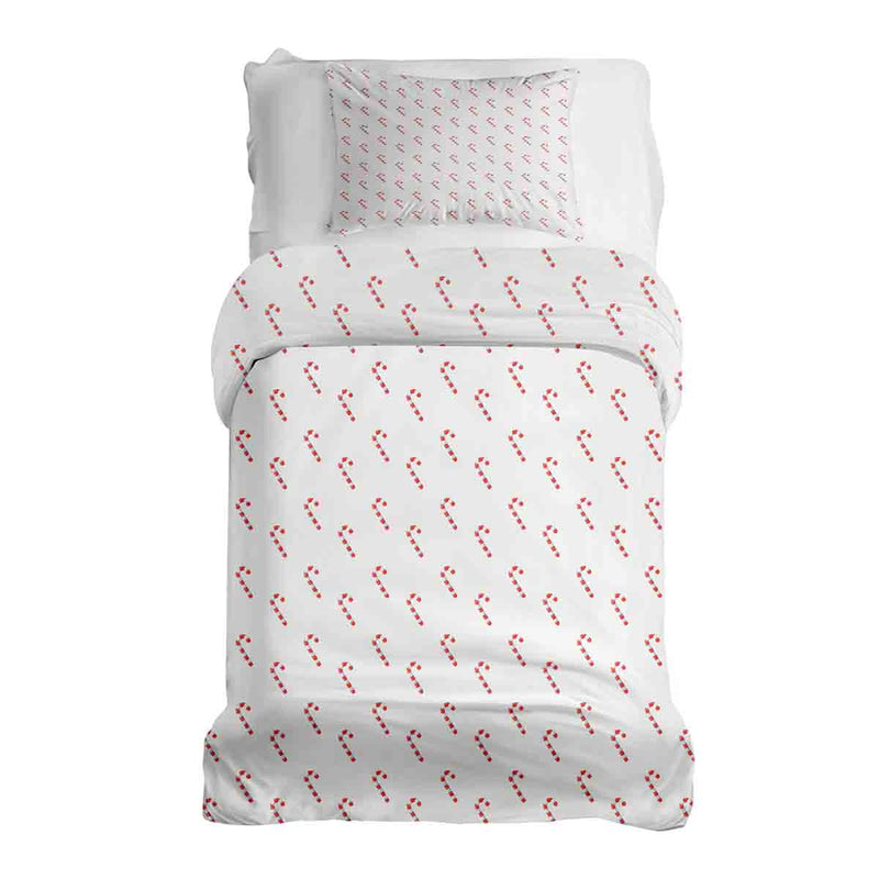 Set de ropa de cama para terapia con fundas blancas y bastones de caramelo