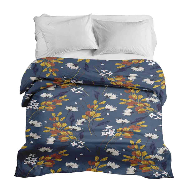 Manta terapéutica original - Funda de algodón azul con ramo de flores