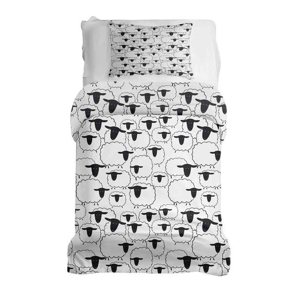 Juego de ropa de cama con mantas terapéuticas blancas con ovejas