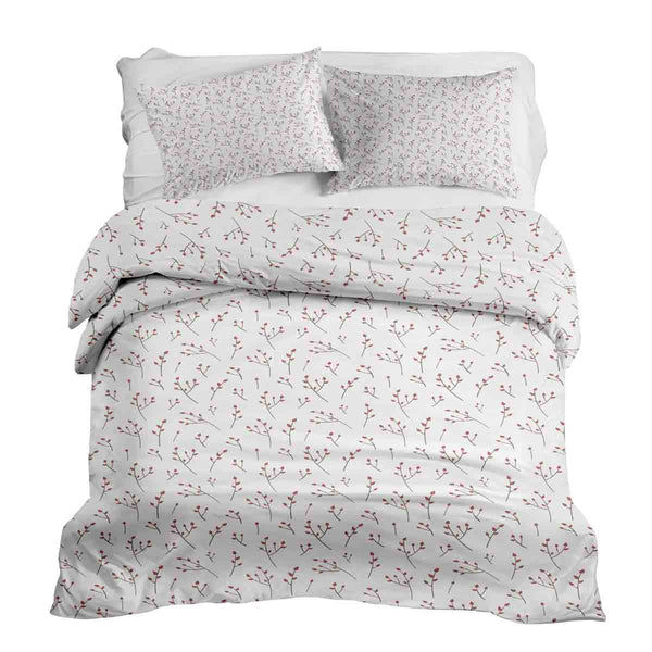 Juego de ropa de cama con mantas terapéuticas blancas con delicadas rosas