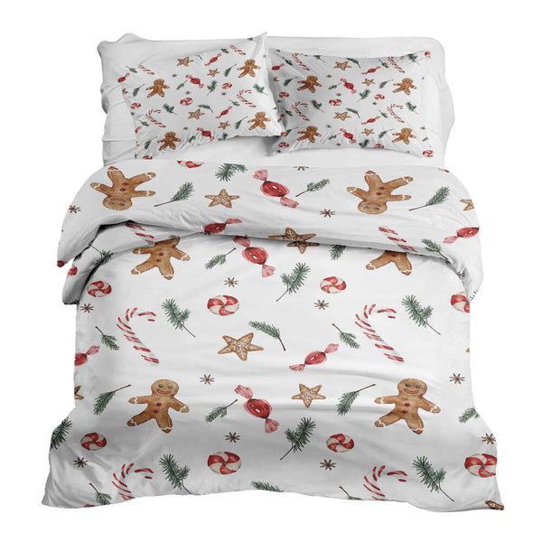 Juego de ropa de cama con manta terapéutica blanca para la época navideña