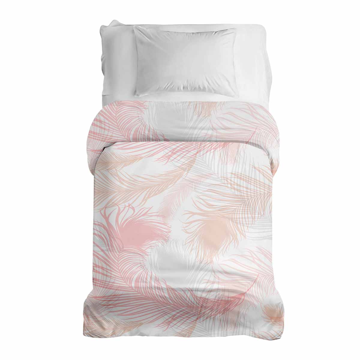 Manta terapéutica original - Funda de algodón blanca con plumas rosas