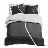 Juego de ropa de cama con manta terapéutica gris oscuro con rayas blancas