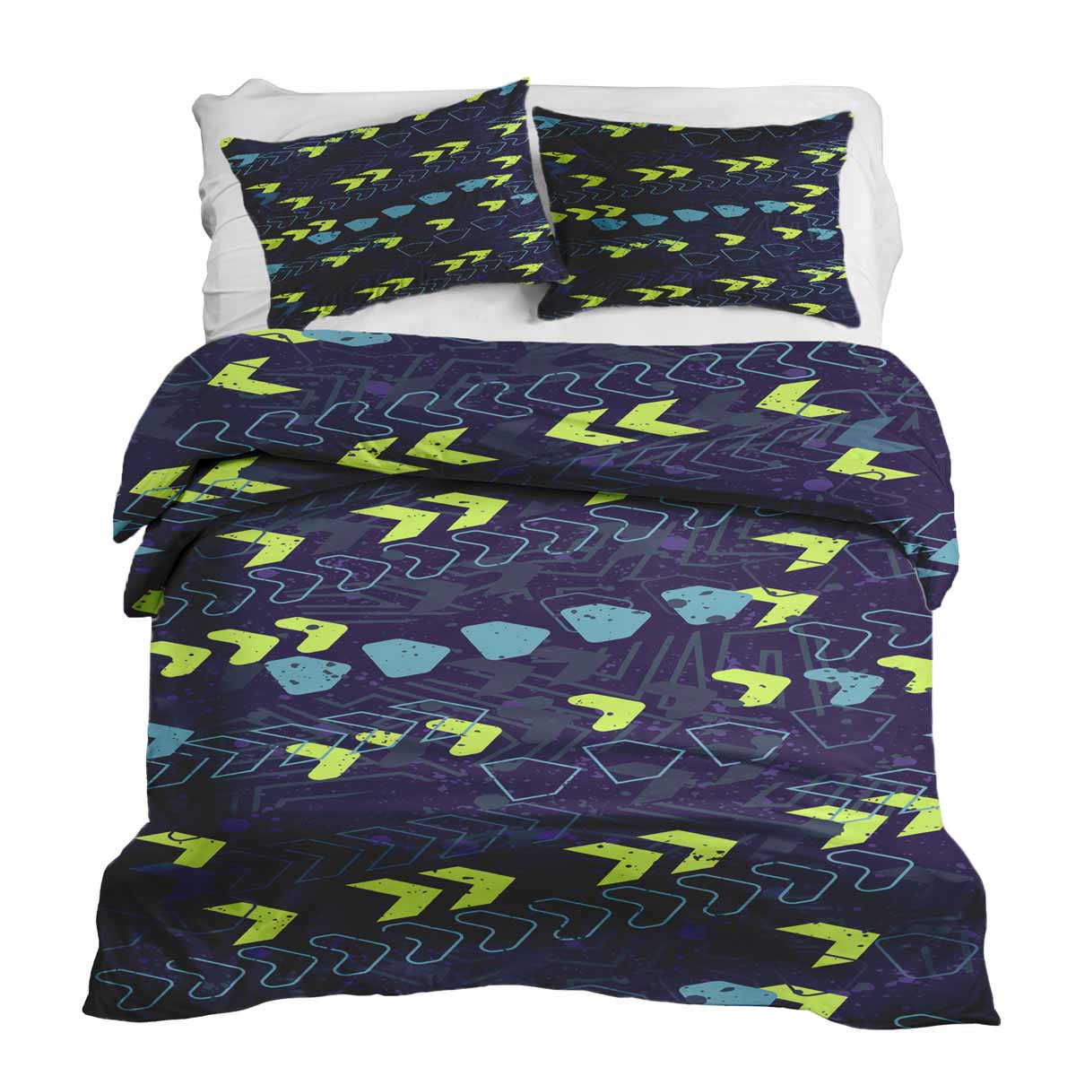 Set de ropa de cama con manta terapéutica azul oscuro con flechas