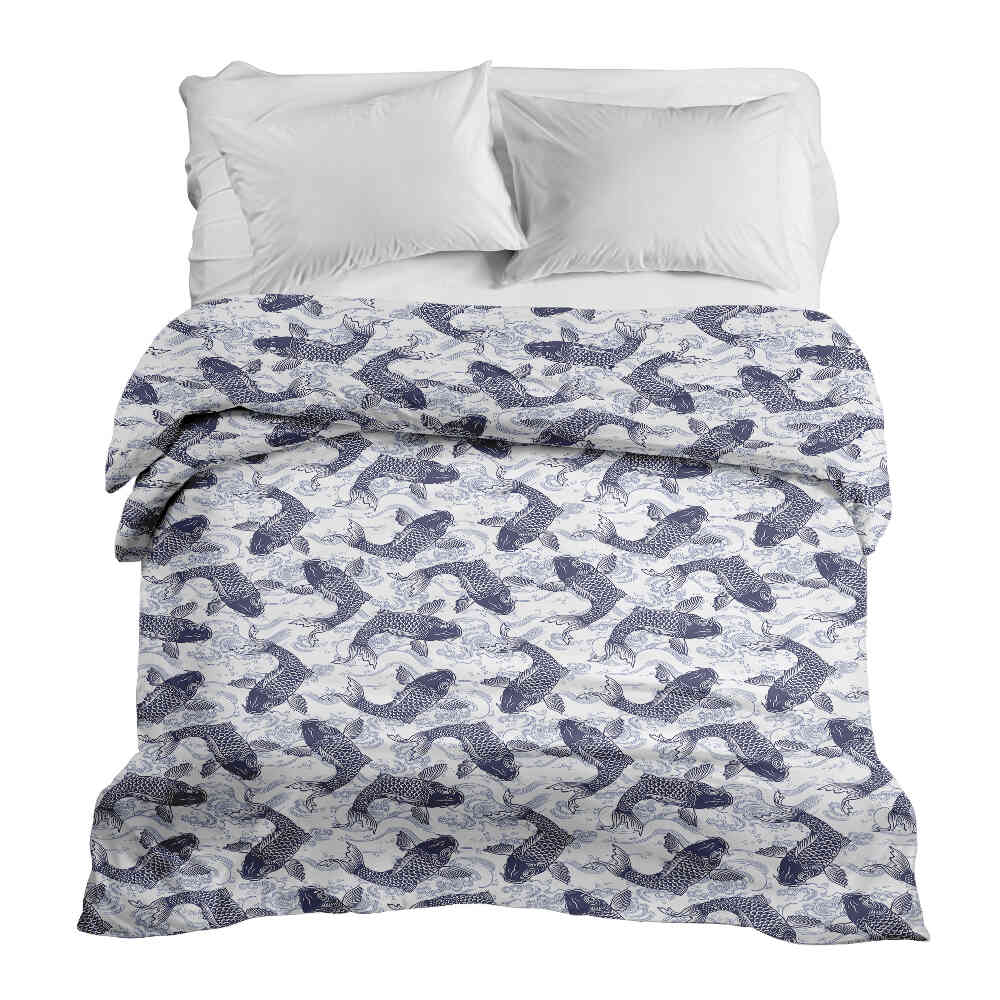 Manta terapéutica original - Funda de algodón con kois azules