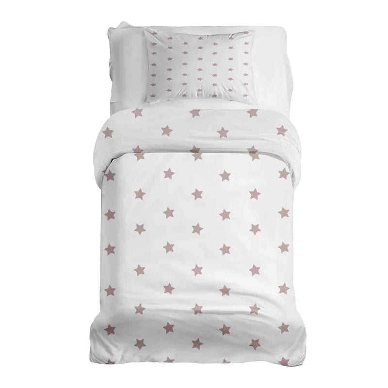 Juego de ropa de cama con manta terapéutica blanca con estrellas rosas
