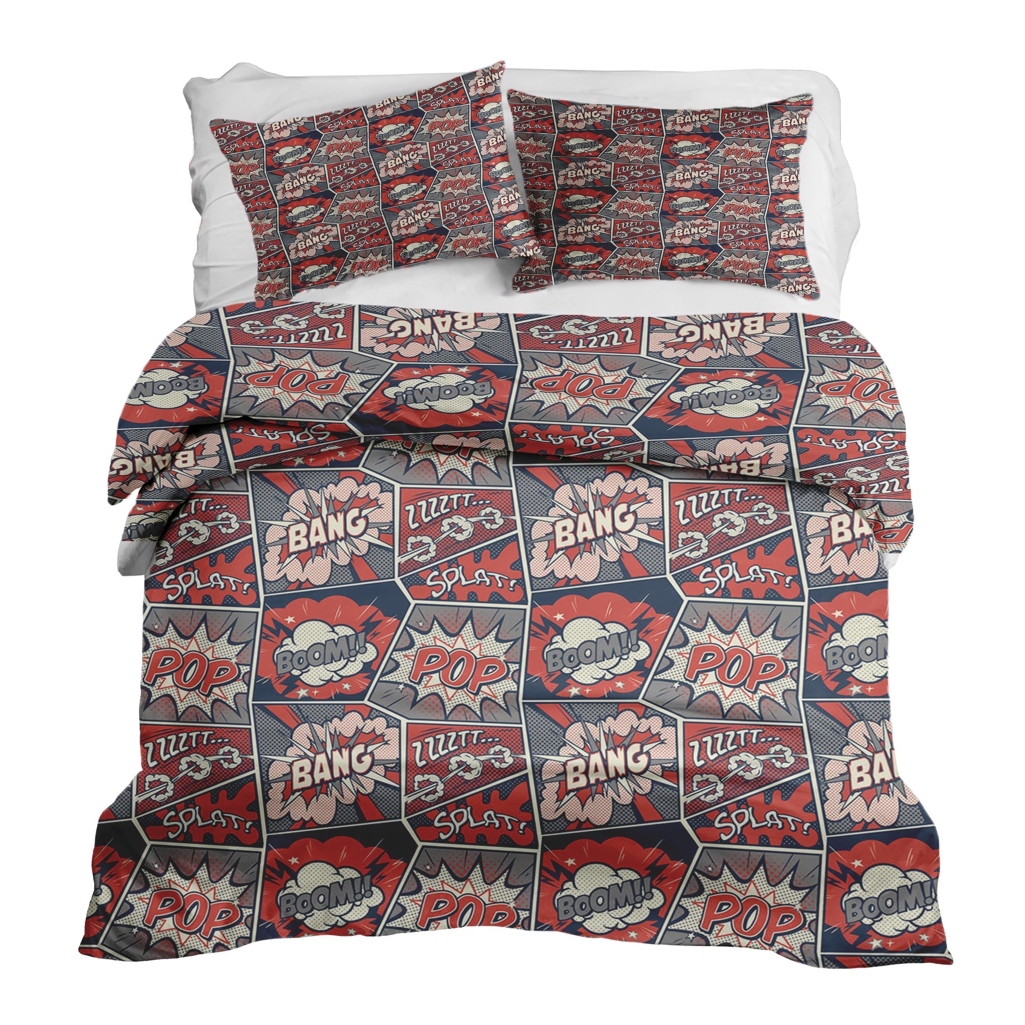 Set de ropa de cama con manta terapéutica rojo con cómic