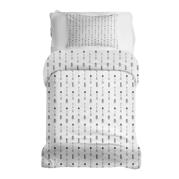 Set de ropa de cama con manta terapéutica blanca con muchas flechas negras