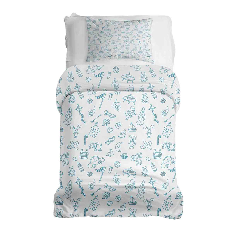 Set de ropa de cama para terapia con mantas blancas y juguetes