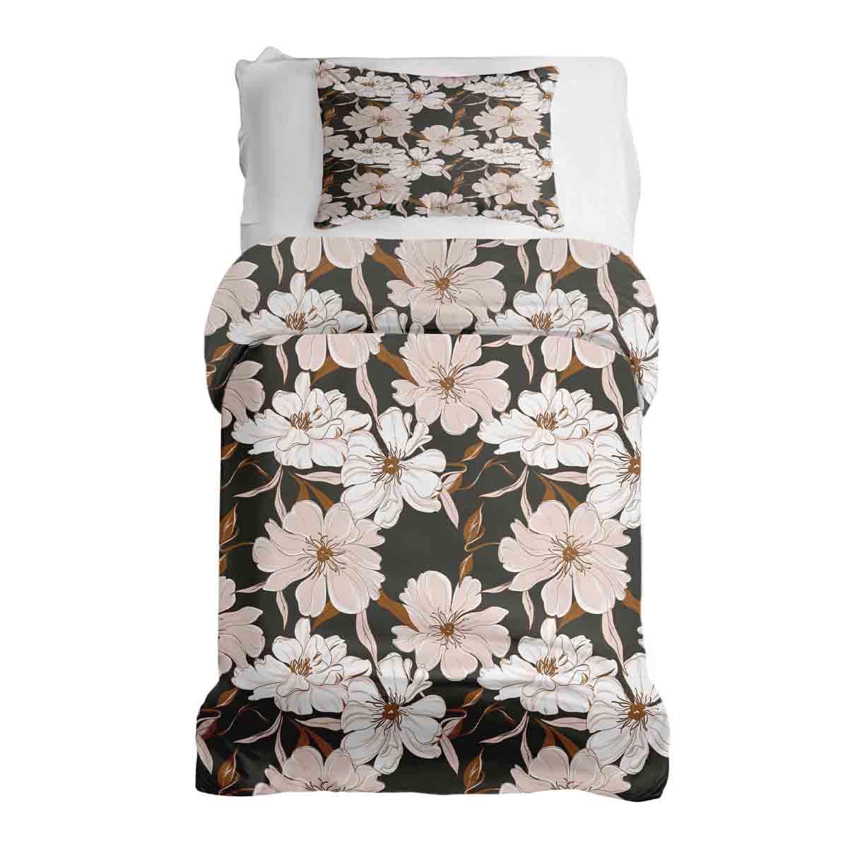 Set de ropa de cama con manta terapéutica y flores de áster rosa